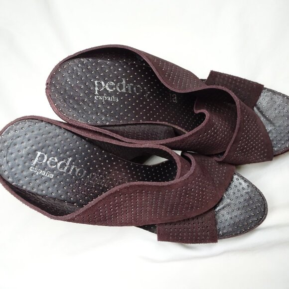 Pedro Garcia Espana Sueded Platform Wedge Sandals Shoes - Picture 6 of 13